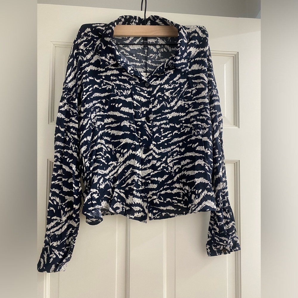 Black and White Sheer Button Up Zara Blouse NWT